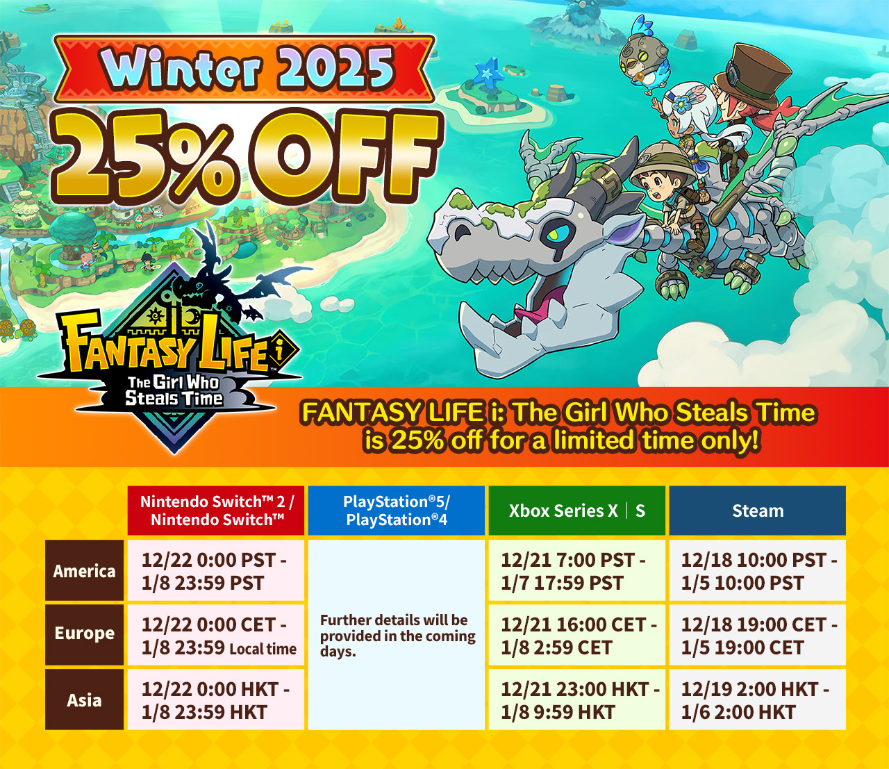 FANTASY LIFE i: The Girl Who Steals Time is 25% off for a limited time only!