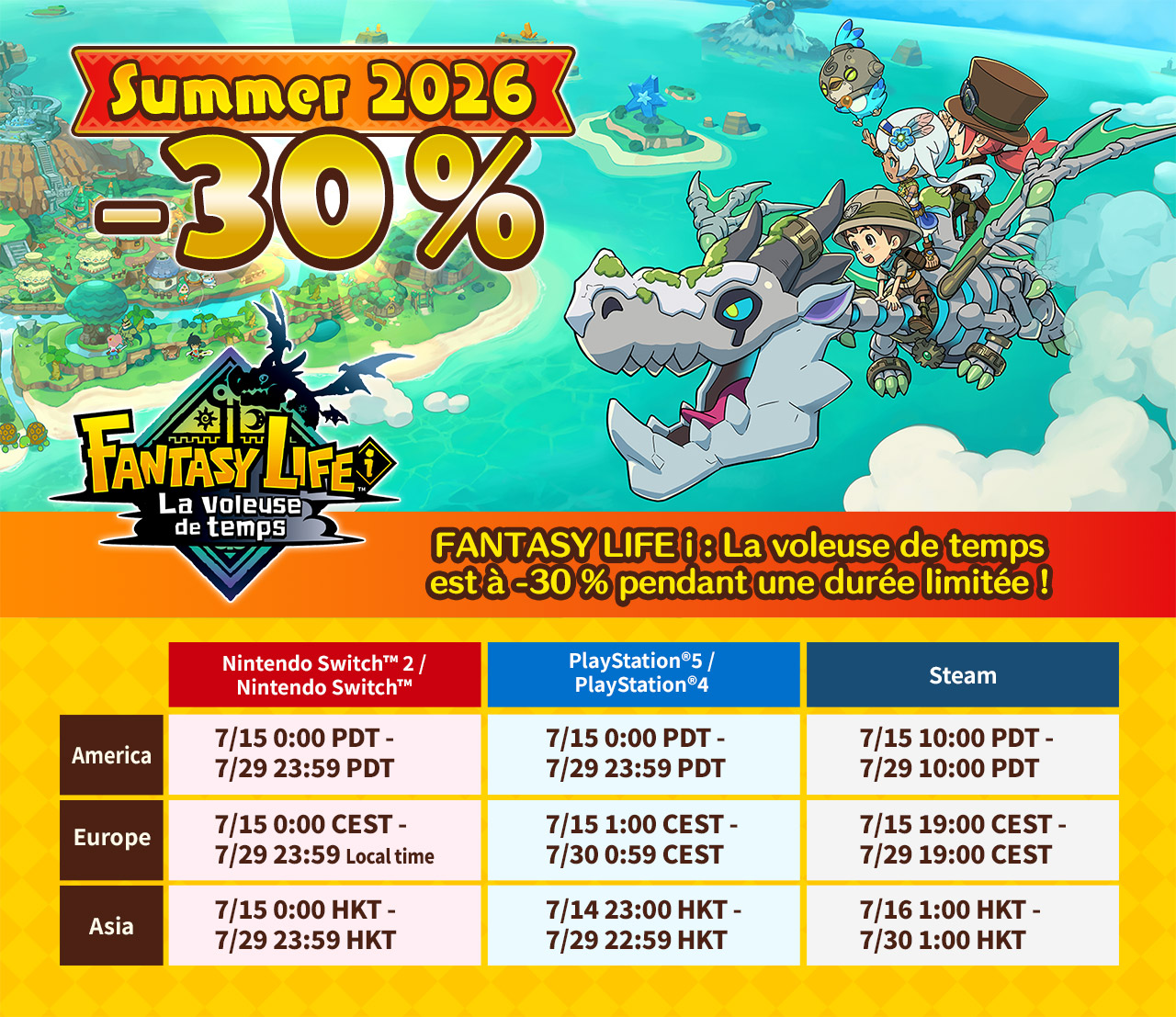 FANTASY LIFE i : La voleuse de temps est à -30 % pendant une durée limitée ! 