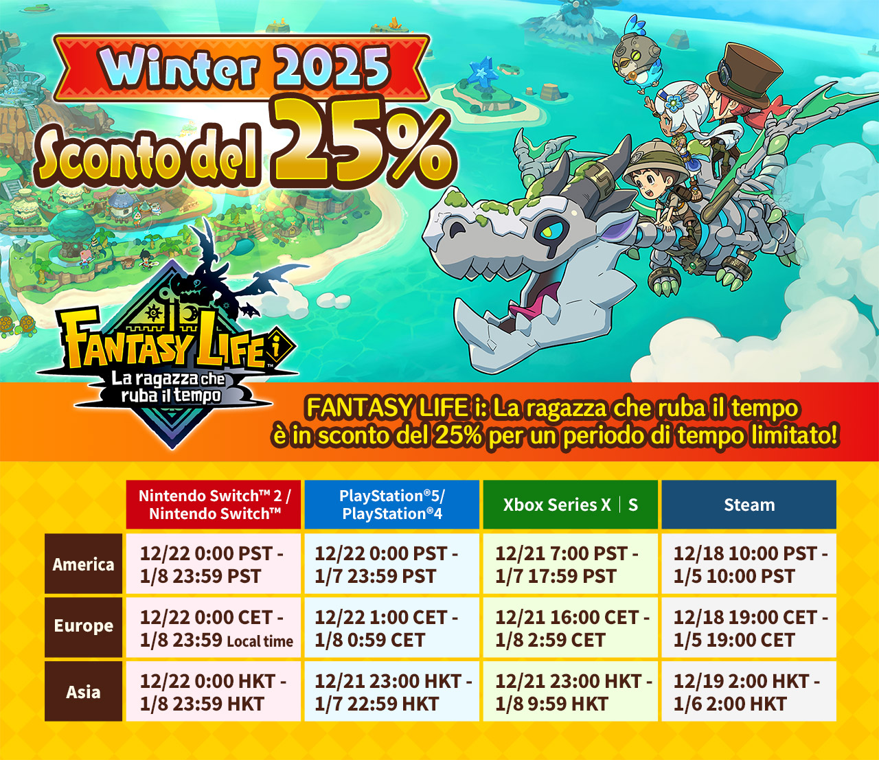 FANTASY LIFE i: La ragazza che ruba il tempo è in sconto del 25% per un periodo di tempo limitato!