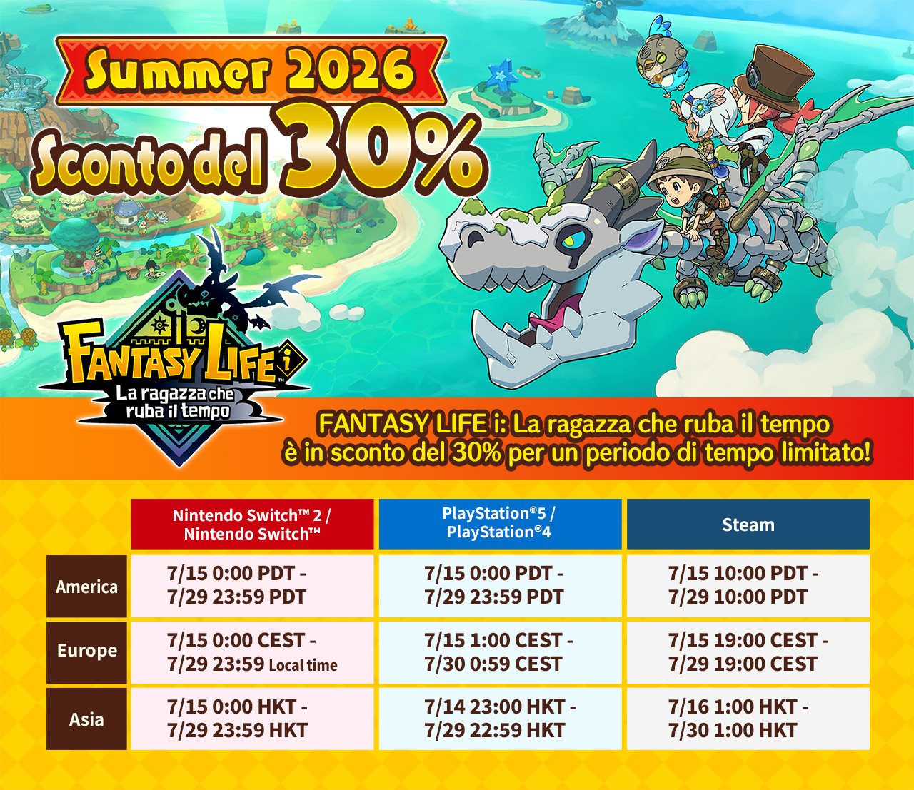 FANTASY LIFE i: La ragazza che ruba il tempo è in sconto del 30% per un periodo di tempo limitato!