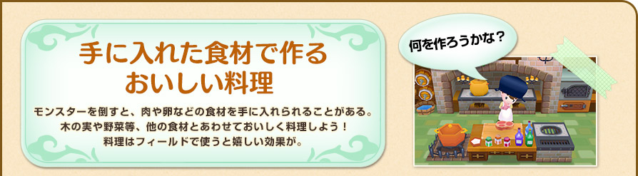 手に入れた食材で作るおいしい料理