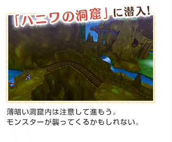 薄暗い洞窟内は注意して進もう。モンスターが襲ってくるかもしれない。