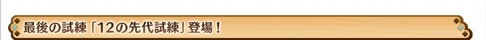 最後の試練「12の先代試練」登場！
