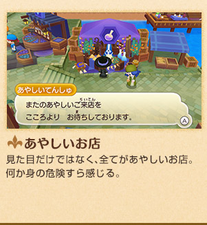 あやしいお店　見た目だけではなく、全てがあやしいお店。何か身の危険すら感じる。